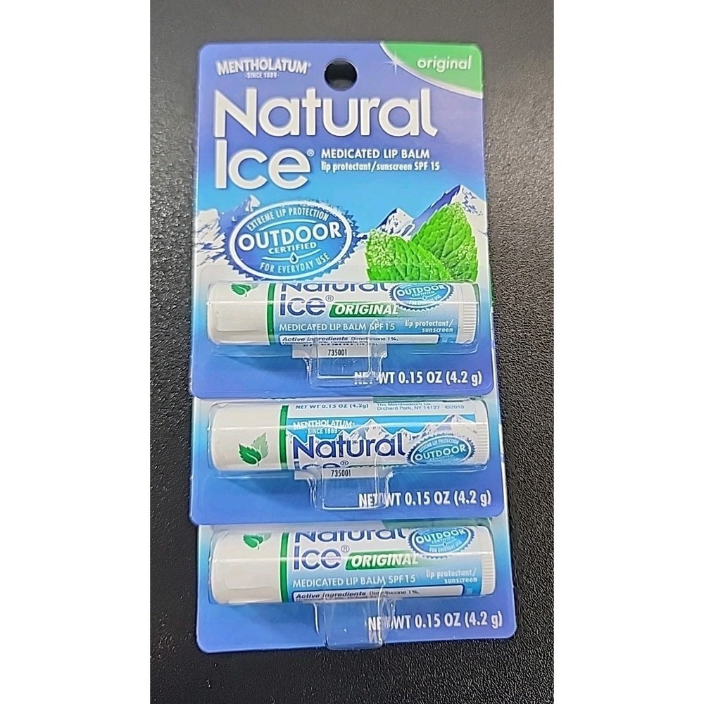Mentholatum Natural Ice® Medicated Lip Balm - Original (Qty‎ of 3)